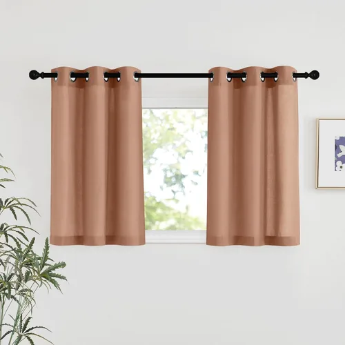 Miniatura 208 de NICETOWN Cortinas de lino natural con textura de lino para dormitorio, mezcla de lino rústica con ojales en la parte superior, semitransparentes