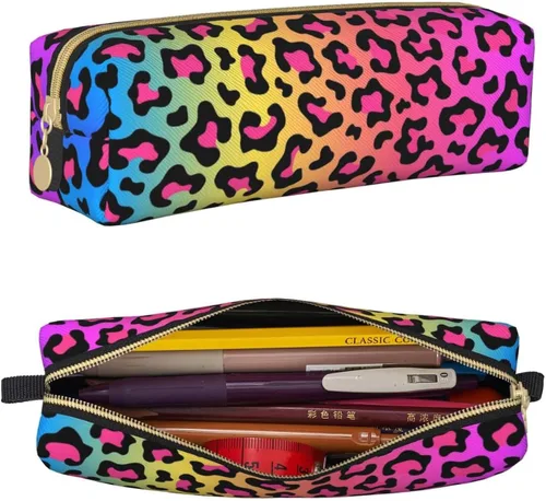 Miniatura 10 de IMPCOKRU Bolsa pequeña para lápices de estudio, bolsa para llaves, leopardo marrón, estuche de almacenamiento de papelería para escuela, oficina