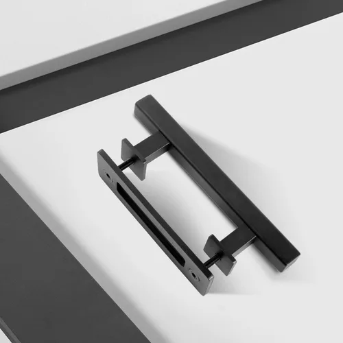 Miniatura 6 de EaseLife Paquete de 2 tiradores de puerta corrediza de granero de 10 pulgadas con herrajes empotrados, doble cara, resistente, rústico