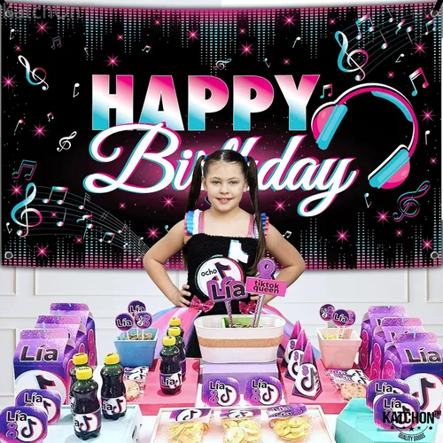 Miniatura 4 de KatchOn, Xtralarge - Cartel de feliz cumpleaños de TIK Tok, 72 x 44 pulgadas, pancarta de TIK Tok para decoraciones de feliz cumpleaños de TIK Tok