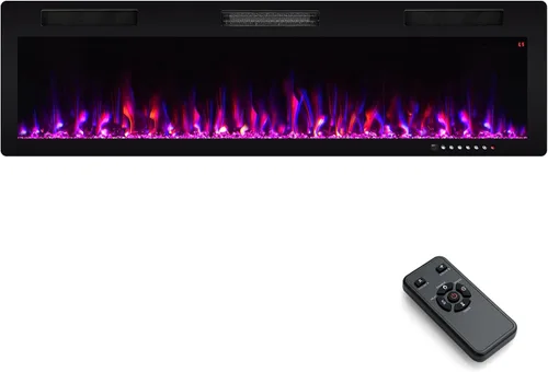 Miniatura 10 de GOFLAME Chimenea eléctrica de 40 pulgadas empotrada y montada en la pared, calentador eléctrico de chimenea de 750 W/1500 W con control remoto