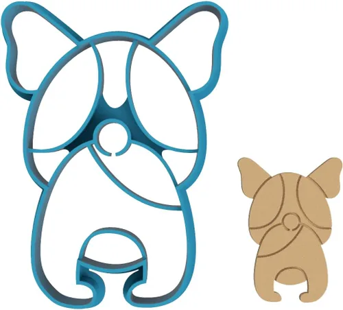 Bulldog Francés con Pies Perro Trasero - Cortador de Galletas/Galleta de Azúcar/Fondant/Arcilla (0140)