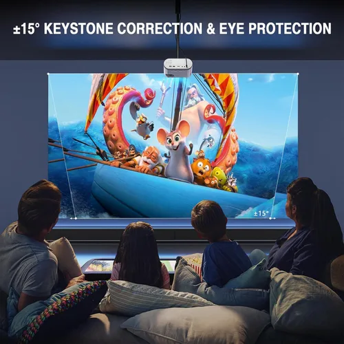 Miniatura 5 de Mini proyector, proyector de video VISSPL 1080P actualizado 2026, proyector portátil para exteriores con trípode, regalo para niños, proyector