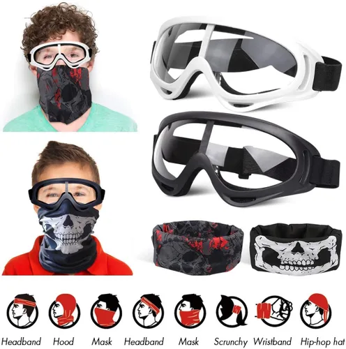 Miniatura 4 de POKONBOY Gafas protectoras/gafas de seguridad/gafas de motocicleta compatibles con pistolas Nerf para niños, adolescentes, juego de batalla al aire