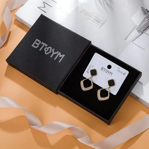 Miniatura 7 de BTOYM Dangle Earrings 14k Gold Plated Drop Earrings Double Linear Geometric Round Diamond Boho Earrings for Women Girls
