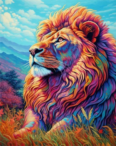 Zariocy Kits de pintura de diamantes 5D, pintura de león, bricolaje con animales artísticos redondos de taladro completo de cristal, pinturas de