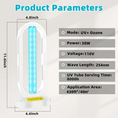Miniatura 6 de Feefir Desinfectante de luz UV, dispositivo de desinfección UVC para el hogar con control remoto y temporizador de 4 velocidades, desinfectante