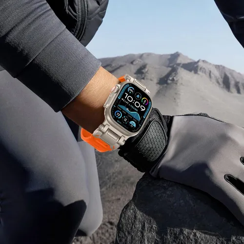 Miniatura 6 de FULLIFE Diseñado para Apple Watch Band Apple Watch Ultra 3/2/1 1.929 in para hombres, bandas de goma de silicona con conector de metal para Apple