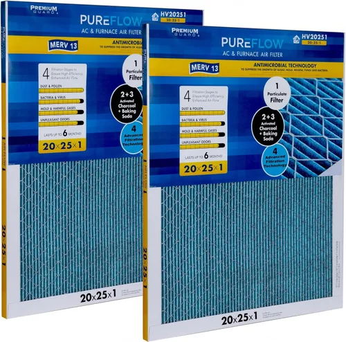Miniatura 29 de PureFlow - Filtro de aire para horno doméstico de 12 x 12 x 1, con 4 capas de tecnología de filtración avanzada, MERV-13 paquete de 2