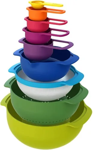 Miniatura 2 de Joseph Joseph Nest 9 Plus - Juego compacto de preparación de alimentos de 9 piezas con tazones para mezclar, tazas medidoras, tamiz y colador