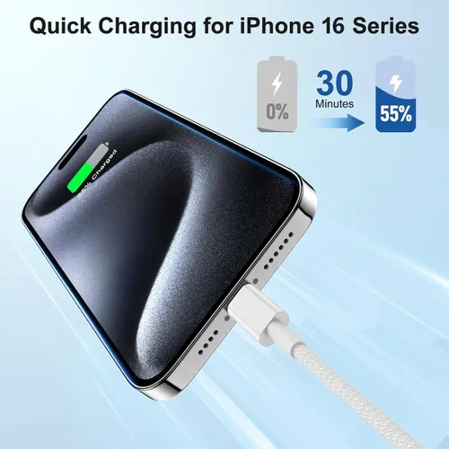 Miniatura 2 de Cable de carga rápida USB C a C de 10 pies, cable de carga largo tipo C a USB C para Apple iPhone 17 Pro Max/17 Air/16 Pro/15 Plus, MacBook Pro USB