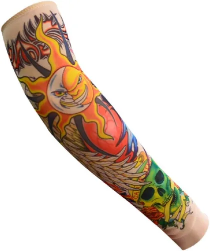 Miniatura 3 de 6pcs mangas temporales del tatuaje para los niños, resbalón falso en las mangas de protección solar del brazo