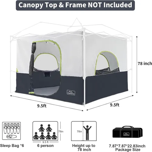 Miniatura 3 de KAMPKEEPER Tienda interior de campamento para toldo desplegable, convierte el toldo de pierna recta de 10 x 10 pies en tienda de campaña – techo