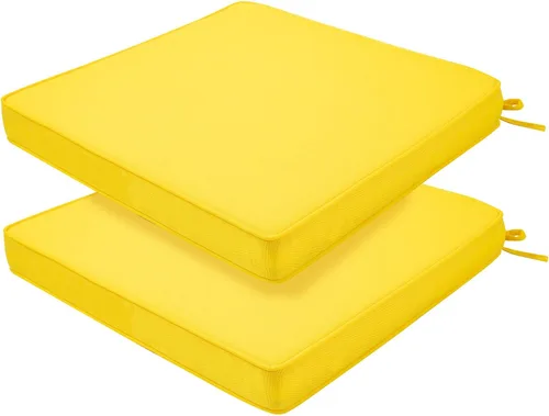 Miniatura 15 de Juego de 2 cojines para sillas de exterior, 18 x 18 pulgadas, resistentes al agua, con lazos, cojín de asiento cuadrado de 18 x 18 x 2.5 pulgadas