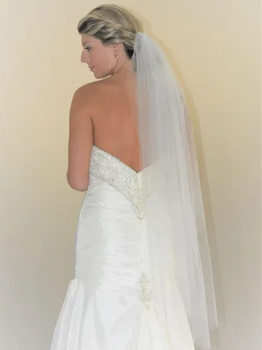 Unsutuo Velo de novia de 1 nivel, velo catedral, velo de tul con peine para mujeres y niñas (59 pulgadas de ancho, 47 pulgadas de largo, blanco)