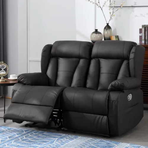 Miniatura 15 de Sofá biplaza reclinable manual de 110 pulgadas, sillón reclinable de 4 asientos con consola, mesa plegable y salidas integradas, sofá reclinable