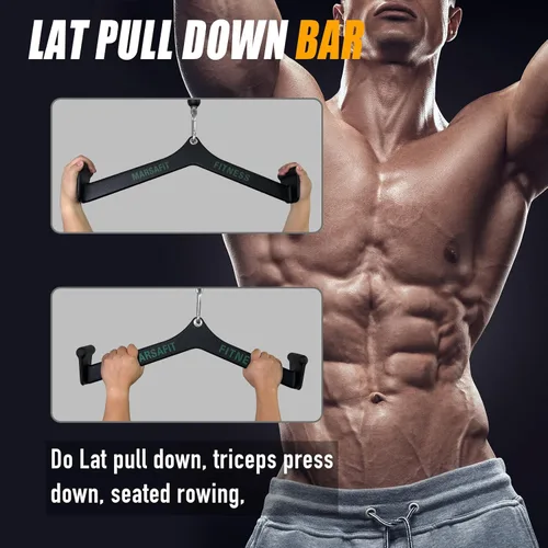 Miniatura 5 de MARSAFIT Gimnasio en casa, fitness, remo, barra en T, polea en V, accesorio para máquina de cable, barra de bíceps Curl Tricep LAT Pulldown Bar Back