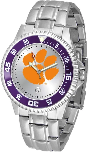 Miniatura 56 de SunTime Reloj de cuarzo de 1.575 in para hombre, correa de acero inoxidable de 0.787 in, esfera Gameday Tulane ola verde