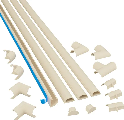 D-Line Kit Ocultador de Cables de 13.12 pies, Cubierta de Cable Patentada, Oculta Cables en la Pared, Canal para Cables de Montaje de TV,