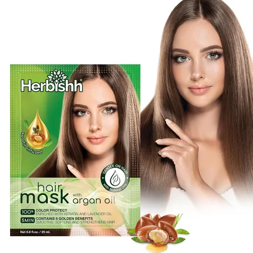 Miniatura 12 de Herbishh Mascarilla capilar de argán, acondicionador e hidratación profundos para un cabello de aspecto más saludable, 0.8 fl oz para cabello muy