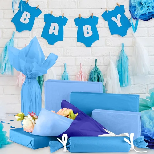 Miniatura 6 de NEBURORA 108 hojas de papel de regalo azul para graduación, papel de seda a granel para Pascua, cumpleaños, boda, Navidad, vacaciones, embalaje