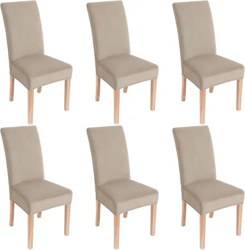 Miniatura 59 de smiry - Fundas para sillas de comedor de terciopelo elástico y suave, extraíbles, Terciopelo, Beige