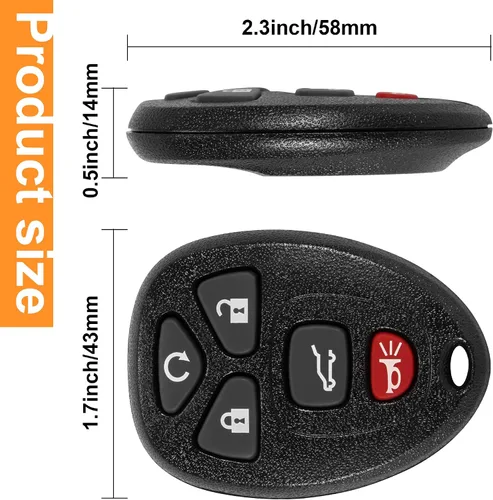 Miniatura 6 de Llavero de repuesto para GMC Acadia 2007-2016 Yukon XL/Chevy Suburban Tahoe Traverse/Cadillac Escalade SRX/Buick Enclave FCC ID: OUC60270, OUC60221