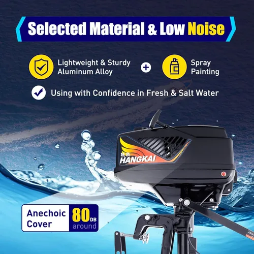 Miniatura 4 de Motor fuera de borda con sistema de encendido CDI de 55 CC, motor de barco de control de timón de arranque manual de 2.6 KW con medio sistema
