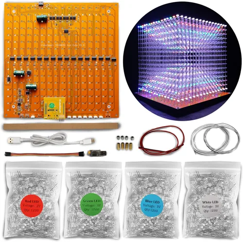 Miniatura 14 de Mini 3D Led Cube DIY Kit de Electrónica Kit de Proyecto de Soldadura (3D16MINI-ALLBLUE-KIT)