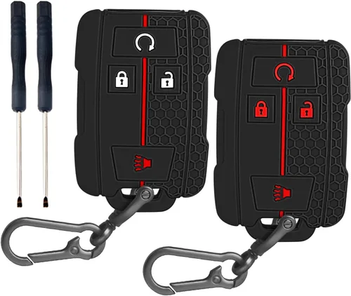 Miniatura 8 de QBUC Funda para llavero Chevy con llavero de TPU suave, compatible con Chevy Colorado, Silverado, Suburban Tahoe, GMC Sierra Yukon Canyon (A: negro)
