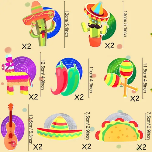 Miniatura 3 de 32 decoraciones de remolinos colgantes para fiesta mexicana, cumpleaños de dos días de taco, suministros de fiesta de Cinco de Mayo, decoraciones