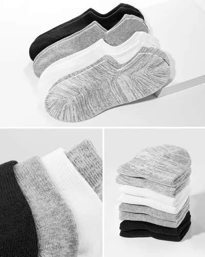 Miniatura 6 de IDEGG - Calcetines deportivos de algodón de corte bajo con agarre antideslizante para hombres