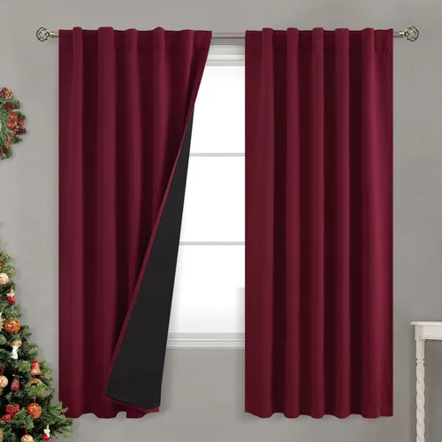 Miniatura 82 de BGment Cortinas 100% opacas beige de 63 pulgadas de largo con forro aislante térmico, bolsillo para varilla y lengüeta trasera de doble capa
