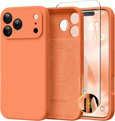 Miniatura 164 de GolbinBox Funda magnética para iPhone 17, compatible con MagSafe, cubierta de silicona integrada para control de cámara, funda de silicona líquida a