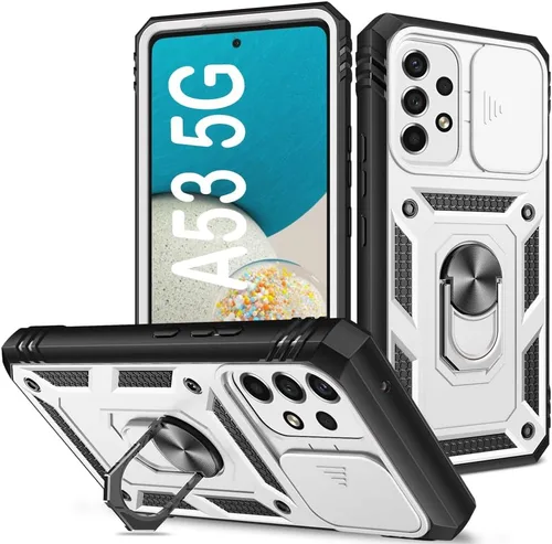 Miniatura 17 de PASNEW Funda para Samsung Galaxy A54, Soporte Metálico y Cubierta Deslizante para Cámara, Militar Multicapa Resistente de Cuerpo Completo a Prueba