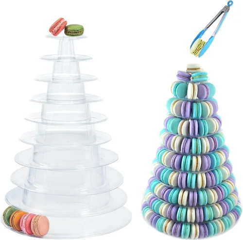 Miniatura 9 de Soporte redondo de 3 niveles para cupcakes, soporte de torre de acrílico para pasteles, estante de exhibición de macarons, galletas, dulces, bufé