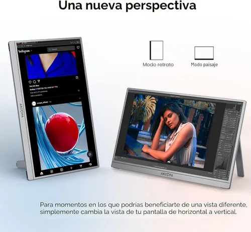 Miniatura 5 de ARZOPA Soporte para Monitor Portátil con Base, Monitor Portátil Ultradelgado de 14.0" para Laptop FHD 1080P Pantalla Externa con Altavoces Duales