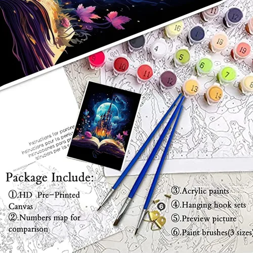 Miniatura 5 de PSCH Kit de pintura por números para adultos, kits de pintura por números, pintura al óleo acrílica por números para regalo, decoración de pared