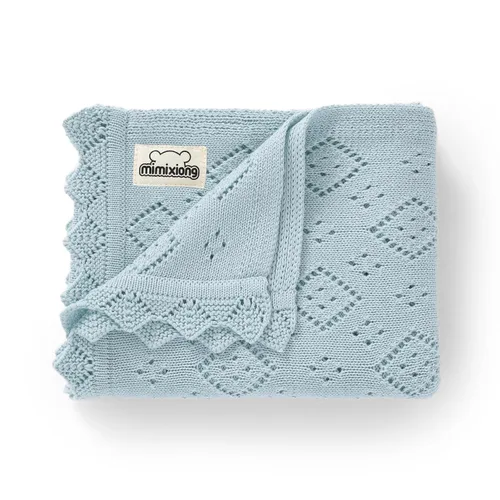 mimixiong Manta de bebé 100% algodón Género Neutral Pointelle Recibir Manta para Niños Niñas Cochecito Cochecito Cuna Manta
