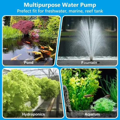 Miniatura 7 de Bomba de agua para acuario Hygger de 24V CC, bomba sumergible de 925 gal/hr 35W 11.5 pies con controlador, bomba de fuente de agua con 3 boquillas