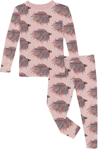 Miniatura 74 de KicKee Pants Conjunto de pijama de manga larga con estampado de piezas