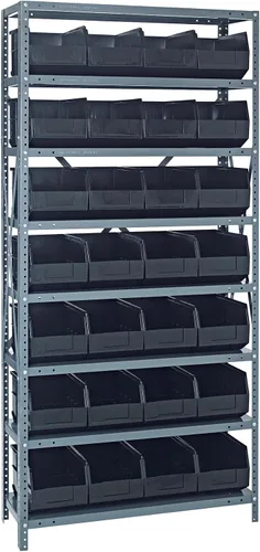 Miniatura 196 de Quantum QSBU-245BK Heavy Duty Shelving Unit with (7) Shelves and (24) QUS245 Black Bins for Garage Warehouse Storage Distribution 400 lb Load