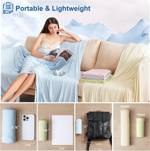 Miniatura 7 de PHF Manta Reversible de Doble Enfriamiento Tamaño Throw, Suave Arc-Chill Q-Max>0.5 Delgada de Verano de Una Sola Capa para Personas que Duermen