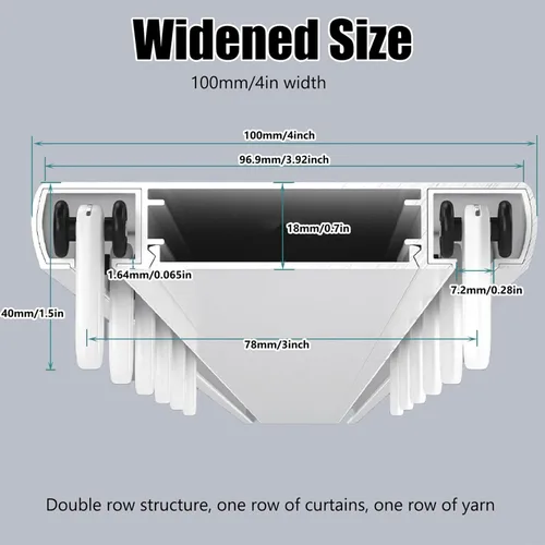 Miniatura 7 de Cortina de techo para cortinas, sistema de riel de cortina deslizante silencioso de doble fila para divisor de habitaciones, rieles de cortinas
