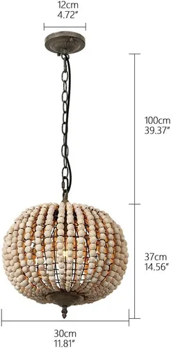 Miniatura 7 de Lámpara Colgante de Araña con Cuentas de Madera Bohemia Boho Playera Lámpara de Techo Accesorios de Iluminación