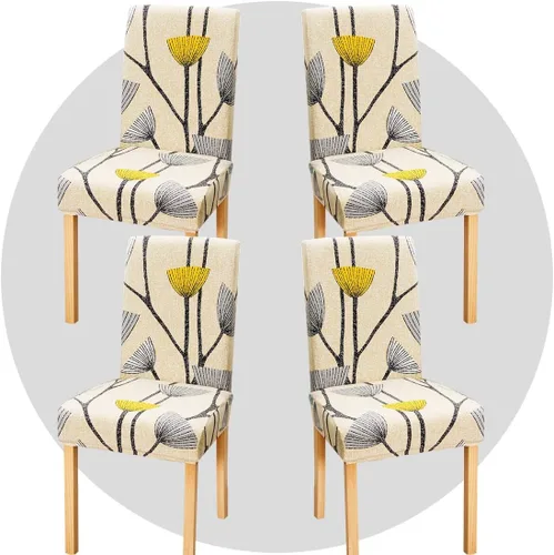 Miniatura 19 de Juego de 6 fundas elásticas para sillas de comedor, color blanco hueso, elásticas, lavables, extraíbles para cocina, hotel, restaurante Blanco roto