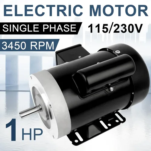 Miniatura 4 de 1 HP Motor eléctrico de uso general monofásico Motor 3450 RPM 115/230V 11.2/5.6A 56C Marco TEFC CW/CCW