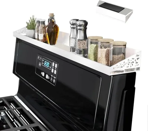 Miniatura 11 de STUTOV Estante superior magnético para estufa de 30 pulgadas, estante de especias negro y organizador de condimentos, estante de cocina magnético