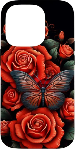 Miniatura 17 de Cute Butterfly Red Floral Flower Butterfly Rose Case for iPhone 17