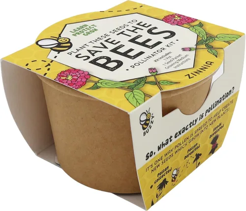 Miniatura 8 de BUZZY Seeds Save The Bees Grow Kit, 12 mini macetas biodegradables con paquetes de semillas de flores silvestres, juego de iniciación de plantación